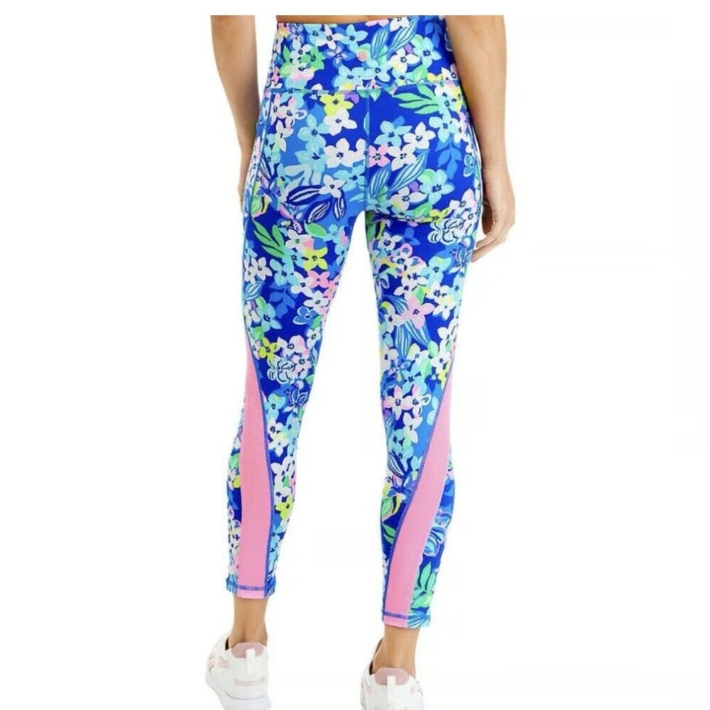 Lilly Pulitzer Weekender Borealis Blue Social Sunset Floral Leggings Size S